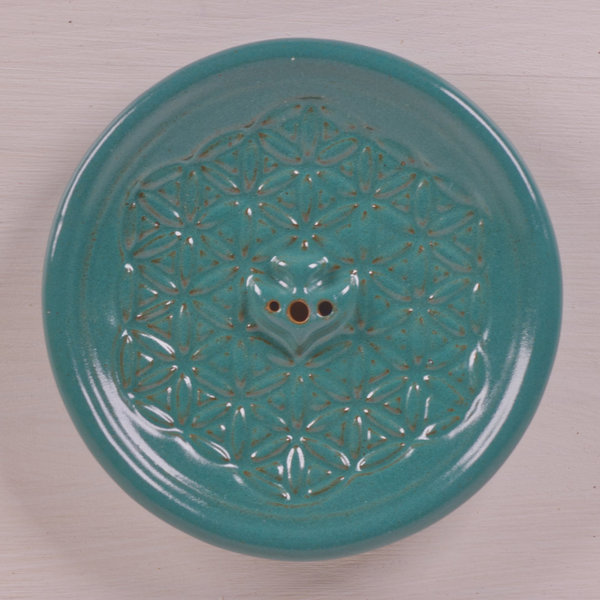 Keramik Räucherstäbchenschale „Blume des Lebens“